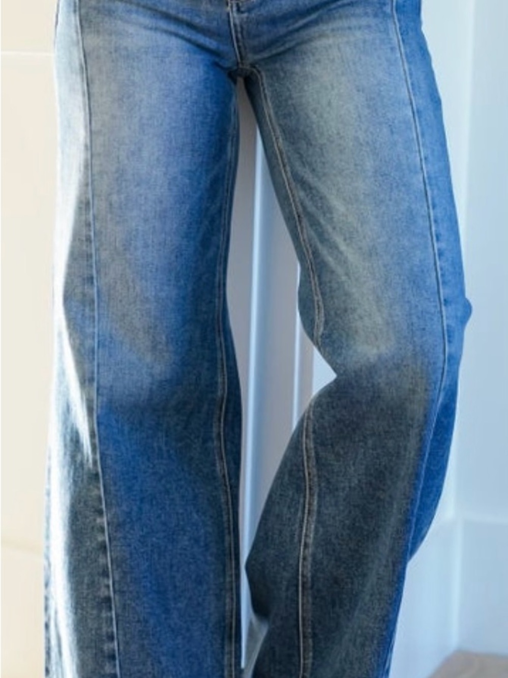 Risen Wide-Leg Blue Denim Jeans